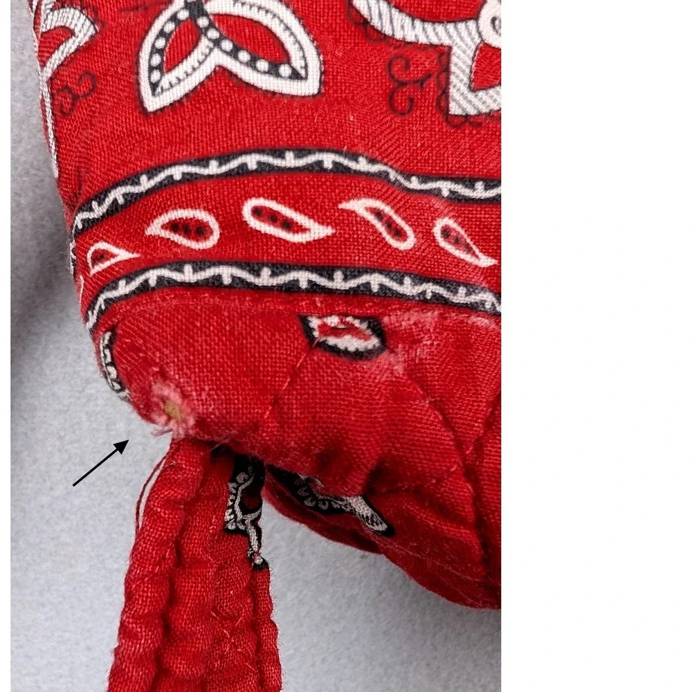 Vera Bradley Red Bandana Floral Quilted Cotton Backpack Drawstring‎ Small Bag